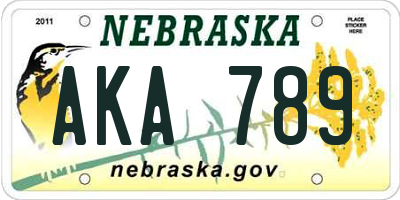 NE license plate AKA789