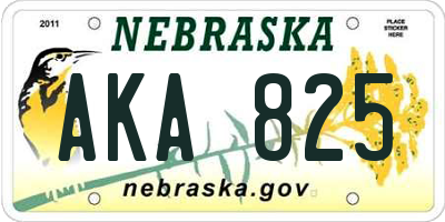 NE license plate AKA825