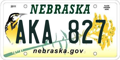 NE license plate AKA827
