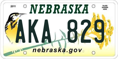 NE license plate AKA829