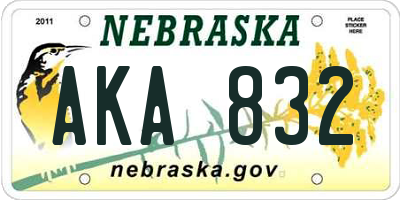 NE license plate AKA832