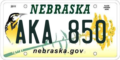 NE license plate AKA850