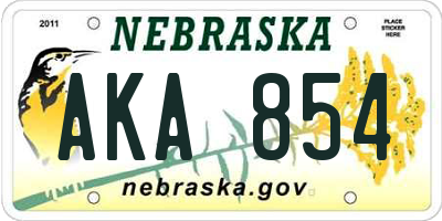 NE license plate AKA854