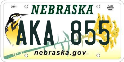 NE license plate AKA855