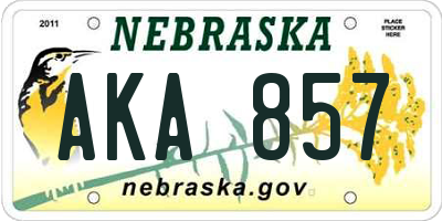 NE license plate AKA857
