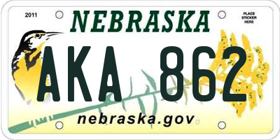 NE license plate AKA862