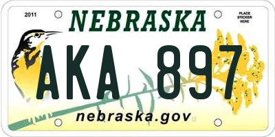 NE license plate AKA897