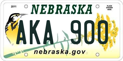 NE license plate AKA900