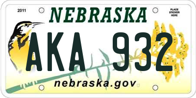 NE license plate AKA932