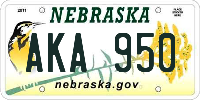 NE license plate AKA950