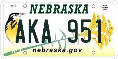 NE license plate AKA951