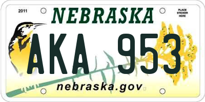 NE license plate AKA953