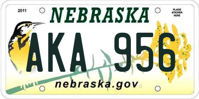NE license plate AKA956