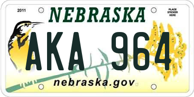 NE license plate AKA964