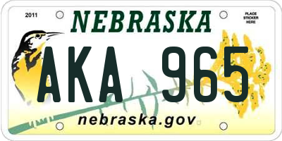 NE license plate AKA965