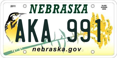 NE license plate AKA991