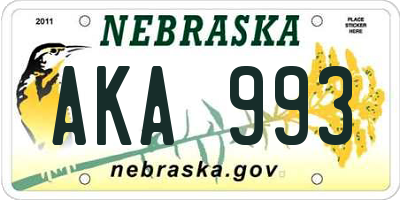 NE license plate AKA993