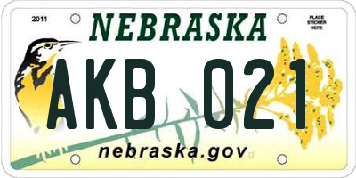 NE license plate AKB021