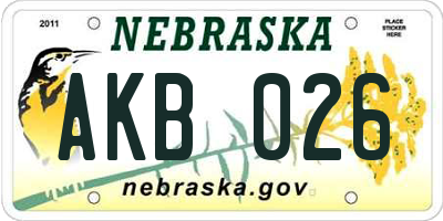 NE license plate AKB026