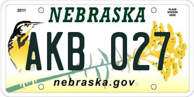 NE license plate AKB027