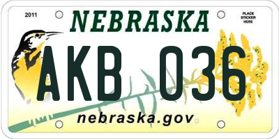 NE license plate AKB036