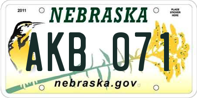NE license plate AKB071
