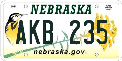 NE license plate AKB235