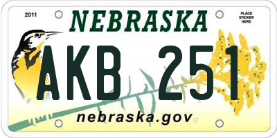 NE license plate AKB251