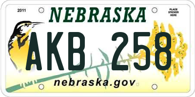 NE license plate AKB258