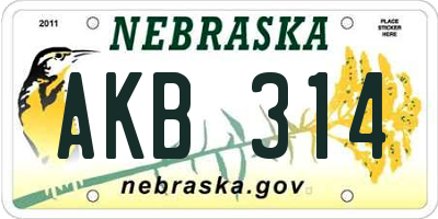 NE license plate AKB314
