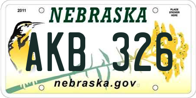 NE license plate AKB326