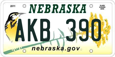 NE license plate AKB390