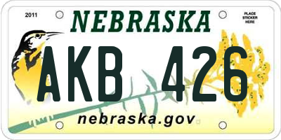 NE license plate AKB426