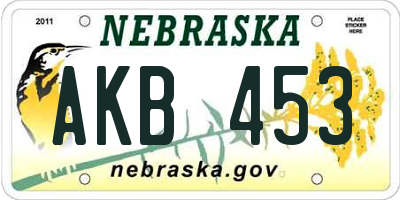 NE license plate AKB453