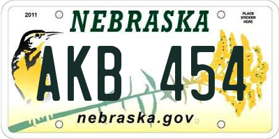 NE license plate AKB454