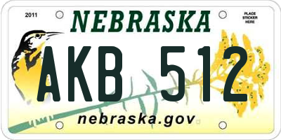NE license plate AKB512