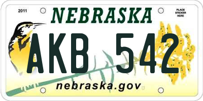 NE license plate AKB542