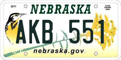 NE license plate AKB551