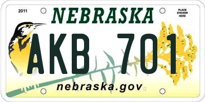 NE license plate AKB701