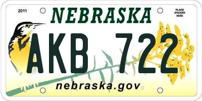 NE license plate AKB722