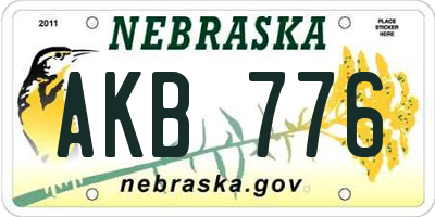 NE license plate AKB776