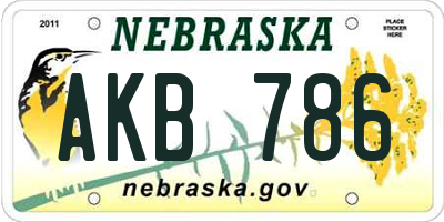 NE license plate AKB786