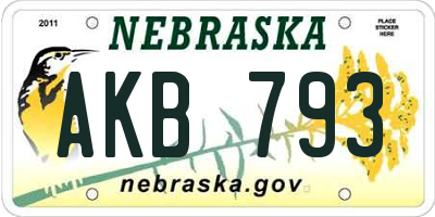 NE license plate AKB793