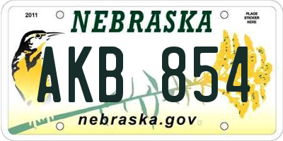 NE license plate AKB854