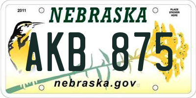 NE license plate AKB875