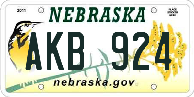 NE license plate AKB924