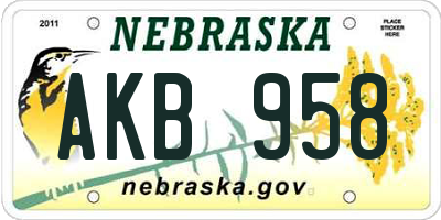 NE license plate AKB958
