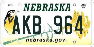 NE license plate AKB964