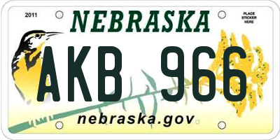 NE license plate AKB966
