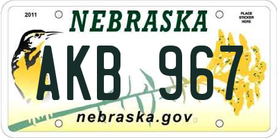 NE license plate AKB967